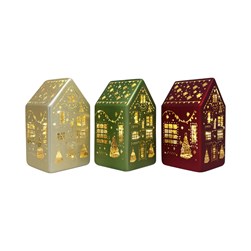 LED Christmas House 17cm 3 Assorted Colours
