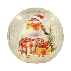 LED Crackle Ball Robin 15cm LED Crackle Ball Robin 15cm