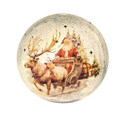 LED Crackle Ball Santa 15cm