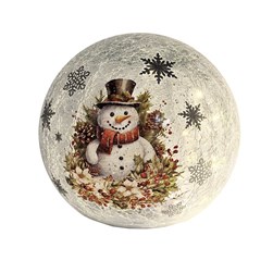 LED Crackle Ball Snowman 12cm