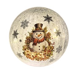 LED Crackle Ball Snowman 15cm LED Crackle Ball Snowman 15cm