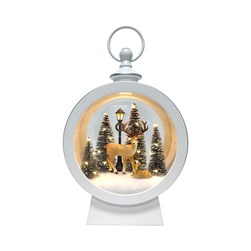 LED Deer Lantern White 23x33cm