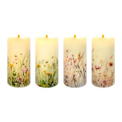 LED Floral Candle 7.5x15cm Ast