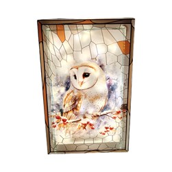 LED Owl Stained Glass 21cm LED Owl Stained Glass 21cm