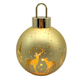 LED Reindeer Bauble Gold 15x20cm
