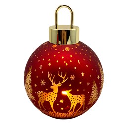 LED Reindeer Bauble Red 15x20cm
