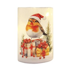 LED Robin Glitter Column 13cm LED Robin Glitter Column 13cm