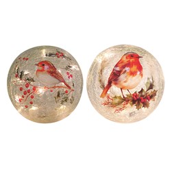 LED Robin Crackle Ball 15cm 2 Assorted LED Robin Crackle Ball 15cm 2 Assorted