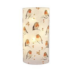 LED Robin On Branch Glitter Column 18cm