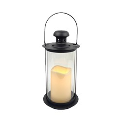 LED Round Lantern Black 13x26cm