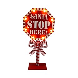 LED Santa Stop Here 25x50cm