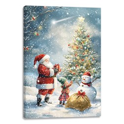 LED Santa & Tree Canvas 40x60cm