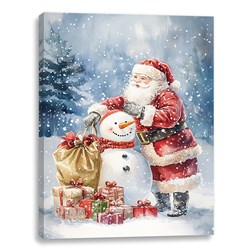 LED Santa & Snowman Canvas 30x40cm
