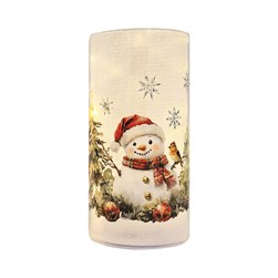 LED Glitter Snowman Column 18cm