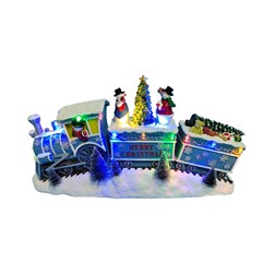 Animated LED Snowman Train 39x19cm