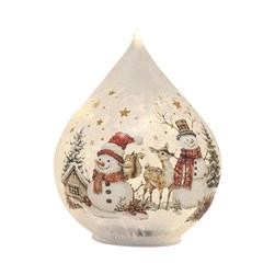 LED Teardrop Glass Snowman 21cm