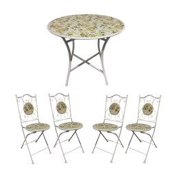 Letino 4 Seater Bistro Dining Set – Lemon Design 90x75cm Letino 4 Seater Bistro Dining Set – Lemon Design 90x75cm