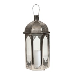 Moroccan Style Octagon Lantern in Nickel 56.5cm Moroccan Style Octagon Lantern in Nickel 56.5cm