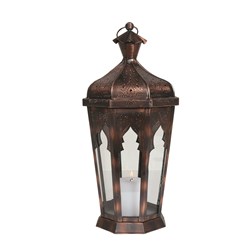 Moroccan Style Tapered Octagon Lantern in Antique Finish 47cm Moroccan Style Tapered Octagon Lantern in Antique Finish 47cm