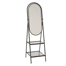 Oval Mirror with Two Storage Shelves Shelf Free Standing 40x150cm Oval Mirror with Two Storage Shelves Shelf Free Standing 40x150cm