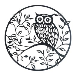 Owl Wall Art Black 60cm