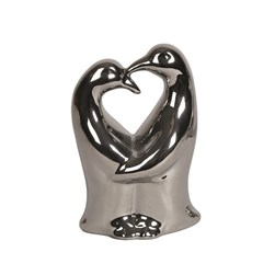 Penguin Couple Ceramic Ornament in Silver 12.5cm Penguin Couple Ceramic Ornament in Silver 12.5cm