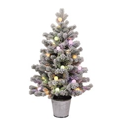Pre Lit (60L) 90cm Pastel and White Mix Bauble Light Snow Tree Pre Lit (60L) 90cm Pastel and White Mix Bauble Light Snow Tree