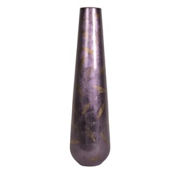 Purple Metallic Vase with Gold Coloured Leaf Pattern 59cm Purple Metallic Vase with Gold Coloured Leaf Pattern 59cm