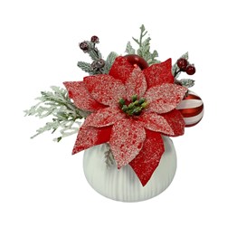 Red Poinsettia Round Pot 25cm