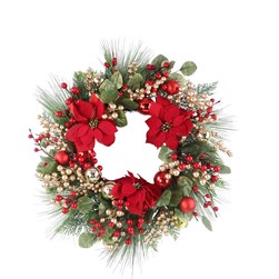 Red Poinsettia Wreath 60cm