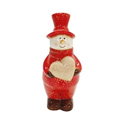Red Snowman With Heart 7x19cm
