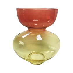 Red & Yellow Bulbous Vase 26cm Red & Yellow Bulbous Vase 26cm