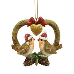 Robin Love Heart Hanging Decoration 8cm