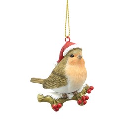 Robin on Twig Hanging Decoration 6cm