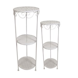 Round Plant Stands White Set of 2 89cm/81cm Round Plant Stands White Set of 2 89cm/81cm