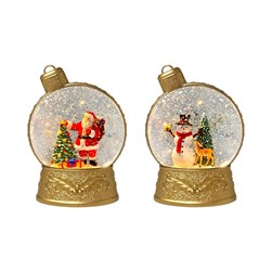 Santa Snowman Bauble Spinner Gold 21cm 2 Assorted Santa Snowman Bauble Spinner Gold 21cm 2 Assorted