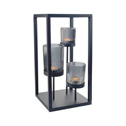 Smoke Grey 3 Tealight Holder 15x30cm Smoke Grey 3 Tealight Holder 15x30cm