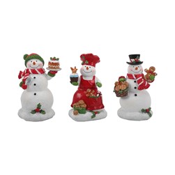 Snowman Baker Figurines 10x15cm 3 Asst Snowman Baker Figurines 10x15cm 3 Asst