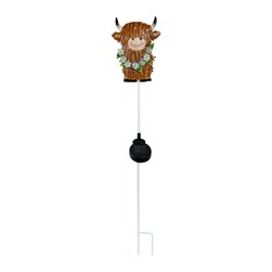 Solar Highland Cow Stake 84cm
