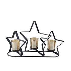 Star Amber Triple Tealight Holder 38 x 22cm Star Amber Triple Tealight Holder 38 x 22cm