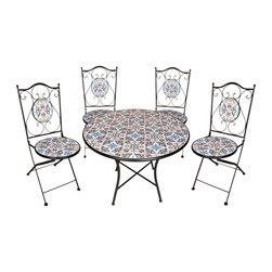 Tavenna 4 Seater Bistro Dining Set – Leaf Floral Design 90x75cm Tavenna 4 Seater Bistro Dining Set – Leaf Floral Design 90x75cm