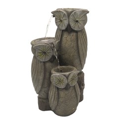 Three Tiered Owl Pouring Water Feature LED 47cm Three Tiered Owl Pouring Water Feature LED 47cm