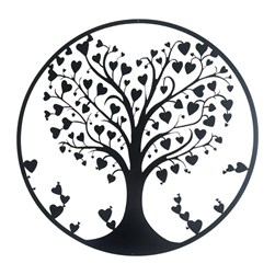 Tree Heart Wall Art Black 60cm