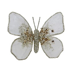 White Butterfly Tree Decoration 14cm