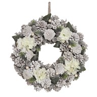 White Floral Hanging Wreath 38cm