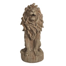 Wood Effect Lion 19x43cm