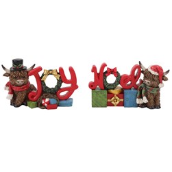 Xmas Highland Cow 18cm 2 Asst