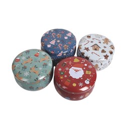 Xmas Scented Candle Tin 6cm 4 Assorted Xmas Scented Candle Tin 6cm 4 Assorted