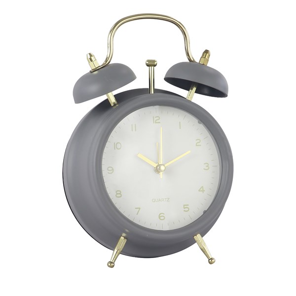 Grey Retro Table Clock 17cm Grey Retro Table Clock 17cm