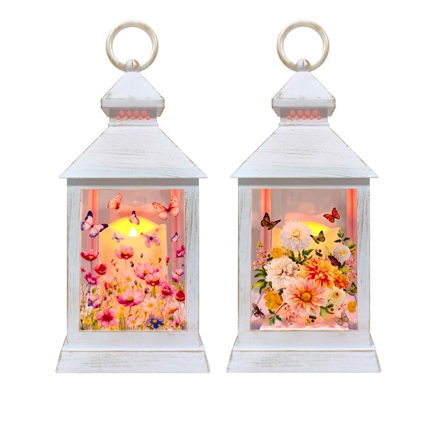 LED Floral Lantern 28cm 2 Assorted LED Floral Lantern 28cm 2 Assorted